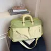 Bolso de mano de color block transfronterizo, bolsa de viaje expandible de gran capacidad, bolsa de equipaje para viajes de corta distancia, bolsa para deportes y fitness