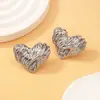 Pendientes de Corazón Exagerados de Moda para Mujer, Pendientes Geométricos Bohemios de Acero de Titanio Chapado en Oro y Plata, Modelo Más Vendido Transfronterizo