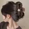 Pinza de garra de felpa para otoño e invierno, estilo elegante, para cabello fino en la nuca, pinza para el cabello de tamaño mediano para mujer, accesorio para el cabello tipo pinza de tiburón