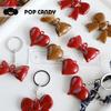 Angola Rojo Grande Elegante Llavero Otoño e Invierno Lazo Colgante de Corazón Joyería DIY Colgante para Bolso Cordón Decorativo