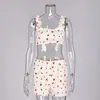 Conjunto de Pijama Estilo Europeo y Americano Transfronterizo, Ropa de Casa, Pantalones Cortos de Tirantes Tejidos Estampados Sexys, Ajuste Delgado y Cómodo, Nuevo Estilo Otoño e Invierno