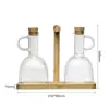 Pote de Óleo de Cozinha com Suporte de Madeira, Porta-Garrafa de Condimento Líquido, Rack Simples para Armazenamento de Chá de Convidados, Organizador de Madeira Portátil