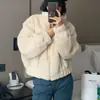 Abrigo de Felpa Imitación Lana de Cordero de Doble Cara 2025 Nuevo Otoño e Invierno Holgado Cuello Alto de Pie Alta Gama Petite Estilo Chanel Top Engrosado