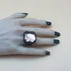 Anel de Resina Quadrado Octogonal Diamante Estilo Ins Novo Retro Colorido Simples Criativo Anel Doce