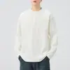 2025 Nuevo Otoño Japonés Retro Sudadera de Manga Larga de Algodón de Bambú para Hombre Capa Base Holgada Versátil