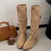 Botas de Cuña Altas hasta la Rodilla Retro para Mujer, Nuevo Estilo Otoño 2026, Versátiles con Faldas, Adelgazantes, Botas Largas de Jinete