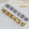 Conjunto de Caixa de Acessórios para Nail Art com Pérolas Sólidas Semicirculares, Pérolas de Resina Douradas e Prateadas Estilo Punk, Acessórios Vestíveis para Decoração de Unhas