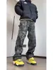 Overol Hip-Hop Callejero Americano Marca de Moda High Street Pantalones Rectos Sueltos de Mezclilla Camuflaje Retro
