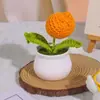 Regalo del Día del Maestro: Ramo de Flores de Hilo de Rosa, Planta en Maceta de Girasol Hecha a Mano para Maestros