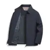 Chaqueta de seda de leche para hombre, modelo otoño e invierno 2026, chaqueta de negocios para mediana edad con cuello de solapa, abrigo casual de color liso para el día a día.