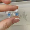 Brincos de Esmalte Fosco de Alto Padrão Estilo Coreano, Moda de Alto Padrão de Nicho, Brincos de Borboleta Pintura a Óleo Azul Frescos e Elegantes