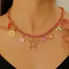 Collar Transfronterizo Europeo y Americano Ins Color Dopamina Cuerda Tejido Pesado Estilo Marino Colgante de Estrella de Mar Tortuga Mariposa para Mujeres