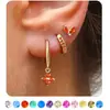 Pendientes de aro de cartílago transfronterizos de Amazon, pendientes de piedra de nacimiento, conjunto de pendientes multicolor de moda y simple para mujer