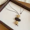 Collar colgante de resina y ratán transfronterizo europeo y americano, cadena para la clavícula de diseño nicho, estilo vintage, accesorio para mujer inspirado en las vacaciones