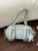 Bolso tote Boston de lunares estilo coreano, un bolso de mano, bolso de hombro moderno y elegante, y lindo bolso con orejas de conejo para mujer