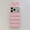 Capa 3D de Coelho com Estampa Floral para Apple 17 Pro Max, Fofa para iPhone 16, 15, 14 para Meninas