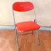 Silla de oficina reforzada, silla de conferencias, silla plegable galvanizada, silla de comedor de cuero rojo para puestos de comida de hotel, tienda de barbacoas y ollas calientes.