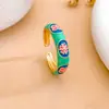 Anillo Transfronterizo Popular Colorido Flor Esmalte Anillo Abierto Simple Diseño de Nicho No Descolorante Ajustable