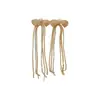 Pendientes de plata con baño de oro real de 18 quilates, aguja de plata, borla de lazo de circonita, pendientes de lujo ligero de alta gama, accesorios de oreja exquisitos y a la moda