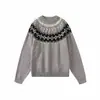 Yidao Vintage Otoño 2026 Nueva Colección: Suéter Pulóver Fair Isle, Unisex, Retro, Corte Relajado, Cuello Redondo, Tejido Jacquard