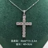 Pingente Cruz de Prata Esterlina 925 Colar de Moissanita Feminino Moda Europeia e Americana Estilo Hip-Hop Fornecimento de Fábrica Transfronteiriço