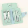 Tesoura de Unha de Aço Inoxidável Conjunto de 4 Peças Bolsa Dobrável Alicate de Manicure Cortador de Unha Tesoura de Unha Doméstica Ferramentas de Manicure