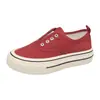 Zapatos de lona tipo Chanel, sin cordones, suela gruesa, versátiles, casuales, transpirables, blancos, tenis de punta redonda para mujer, nuevos modelos de primavera y otoño