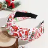 Diadema de Moda Ancha Cruzada con Nudo Tela Estampada de Copo de Nieve Navideño Muñeco de Nieve Reno Diadema para la Cabeza