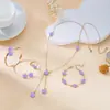 Conjunto de Colar, Pulseira e Brincos de Trevo de Cinco Folhas Moda Transfronteiriça, Design de Luxo Acessível Flor de Cinco Pétalas Conjunto de Cinco Peças