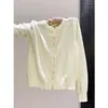 Cárdigan de punto con ambiente relajado para mujer, suéter top casual de una fila de botones para primavera y otoño, chaqueta versátil de estilo perezoso