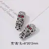 Xizang Prata Duas Cores Três Vias Pulseira Contas Espaçadoras Retrô Duas Cores Liga Inlaid Cabeça de Buda Furo Acessórios de Joia Atacado