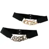 Cinturón Elástico Extensible para Mujer Moda Femenina Metálico Estilo Europeo y Americano Distintivo para Vestido Falda Abrigo Combinación Perfecta Cubierta Decorativa para la Cintura