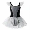 Vestido de práctica de baile para niñas con tirantes, pedrería de copo de nieve, falda de tutú de malla, vestido de ballet para actuación escénica infantil