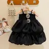 Vestido de Verano Nuevo 2023 para Niñas, Estilo Princesa Elegante, con Tirantes, Falda de Pastel con Capullos de Flor