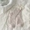 Calcetines Finos de Encaje con Lazo para Primavera y Verano para Mujer, Transpirables de Moda, Algodón Puro, Hasta la Pantorrilla, Calcetines Holgados