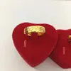 Anel Aberto Coração Banhado a Ouro Estilo Casal Eletrocardiograma Anel Fashion Acessório de Presente de Feriado de Alta Qualidade