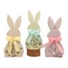 Adornos de Conejo de Madera con Cinta de Pascua Decoraciones de Escritorio Pintadas de Pascua Piezas de Madera Creativas para el Hogar de los Niños