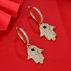 Pendientes de Moda para Mujer con Hebilla de Oreja de Cruz de Palma de Circonita Incrustada de Micro Cruz Transfronterizos Explosivos Exquisitos de Lujo Ligero de Diseño de Nicho Atmosférico