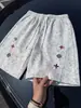 Shorts retro americanos teñidos de negro con bordado para hombre, nuevo estilo de verano, pantalones deportivos de marca modernos de corte holgado con un diseño único, shorts de cinco puntos