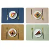 Manteles Individuales de Cuero con Patrón de Tela Estilo Nórdico para Mesa de Comedor, Manteles Aislantes para el Hogar de Doble Cara, Manteles Individuales Cuadrados Estilo Occidental para Hotel, Impermeables