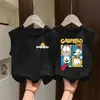 100% AlgodãoColete de Verão Sem Mangas para Crianças Maiores Meninos Meninas Nova Camiseta Básica de Algodão Puro Estilo Street Coreano
