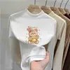 Forro polar de doble cara, nuevo para otoño e invierno, cuello medio alto, estampado de dibujos animados, capa base casual de manga larga para niñas, moderno y ajustado