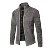 Tejido de Punto con Forro Polar para Hombre Otoño e Invierno Europeo y Americano, Cárdigan de Cuello Alto para Hombre de Mediana Edad, Chaqueta de Corte Ajustado, Cálido, Casual y Versátil
