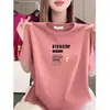 Camiseta de Manga Corta para Mujer de Comercio Exterior Transfronterizo, Estilo Nuevo, Corte Holgado, Adelgazante, Top con Estampado de Letras, Rejuvenecedor, Casual y Versátil