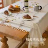 Toalha de mesa feita de algodão e linho, à prova d'água e resistente a óleo, espessa, cor lisa, design simples, toque de alta qualidade, estilo nórdico, adequada para mesas de jantar e mesas de centro
