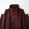Roupas femininas europeias e americanas transfronteiriças no AliExpress: Nova jaqueta de outono e inverno moda retrô gola alta cintura marcada curta