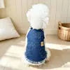 Chaleco de Verano y Primavera para Perro Pequeño Correa de Mezclilla Delgada Mascota Bichón Teddy Anti-Suciedad Anti-Pelo Botón Abierto Ropa