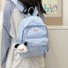 Mochila Escolar Ins Transfronteiriça Mini Simples Xadrez para Meninas Mochila Leve para Mamãe Mochila de Viagem para Maquiagem