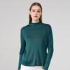 "Procesamiento y Personalización" Camiseta Base de Manga Larga de Cuello Alto Medio de Seda para Mujer Seda de Morera Holgada Talla Grande Color Sólido Top Cálido