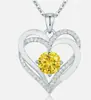 Collar Más Vendido Transfronterizo de Amazon Estilo Europeo y Americano Oro Rosa Forma de Corazón Colgante de Piedra Natal Doce Colgante Personalizado